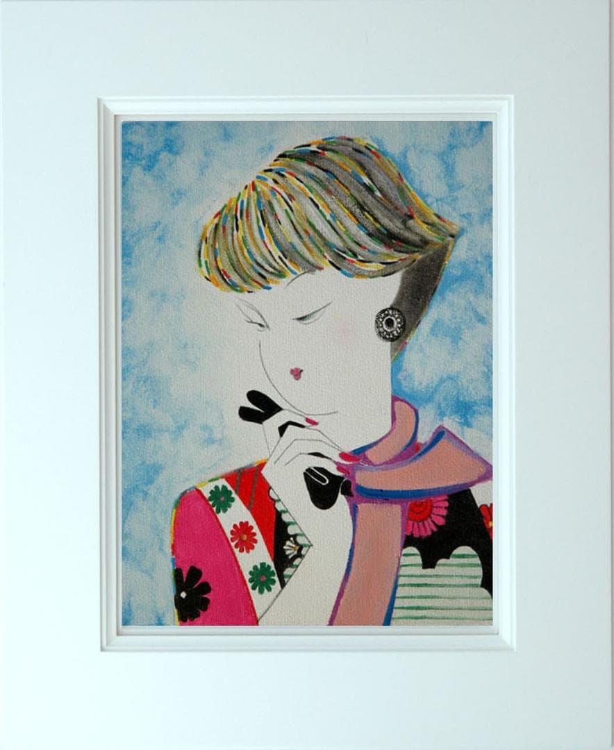 油絵 菅家令子 絵 絵画 インテリア 額付(銀) F3-010311 人物 女性