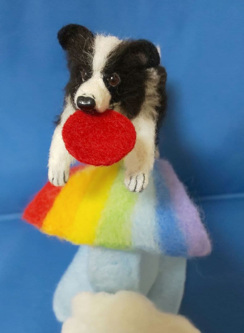 羊毛フェルト ボーダーコリー ～虹のアーチをフリスビージャンプ！～