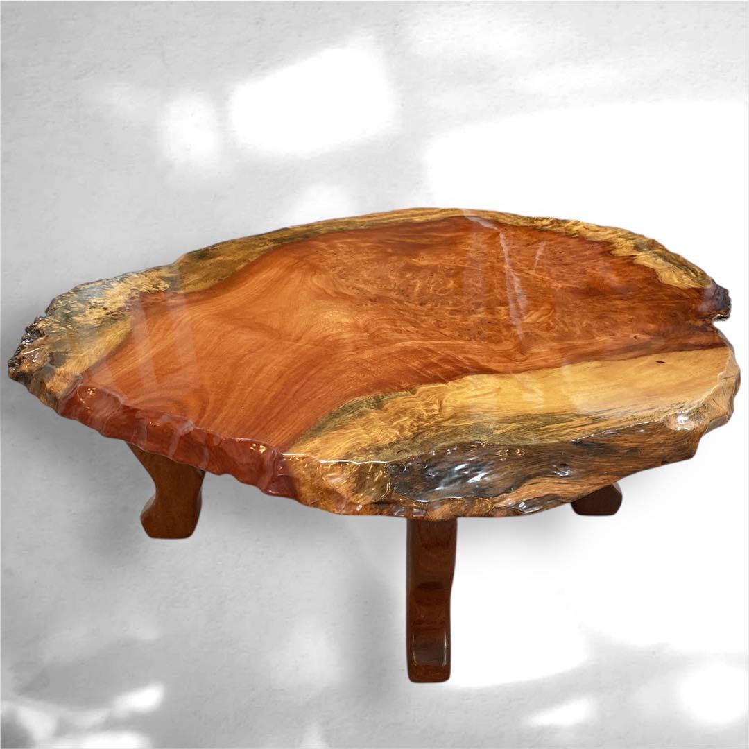 【送料込み】花梨 座卓 一枚板 テーブル 天然木 高級 84cm×76cm