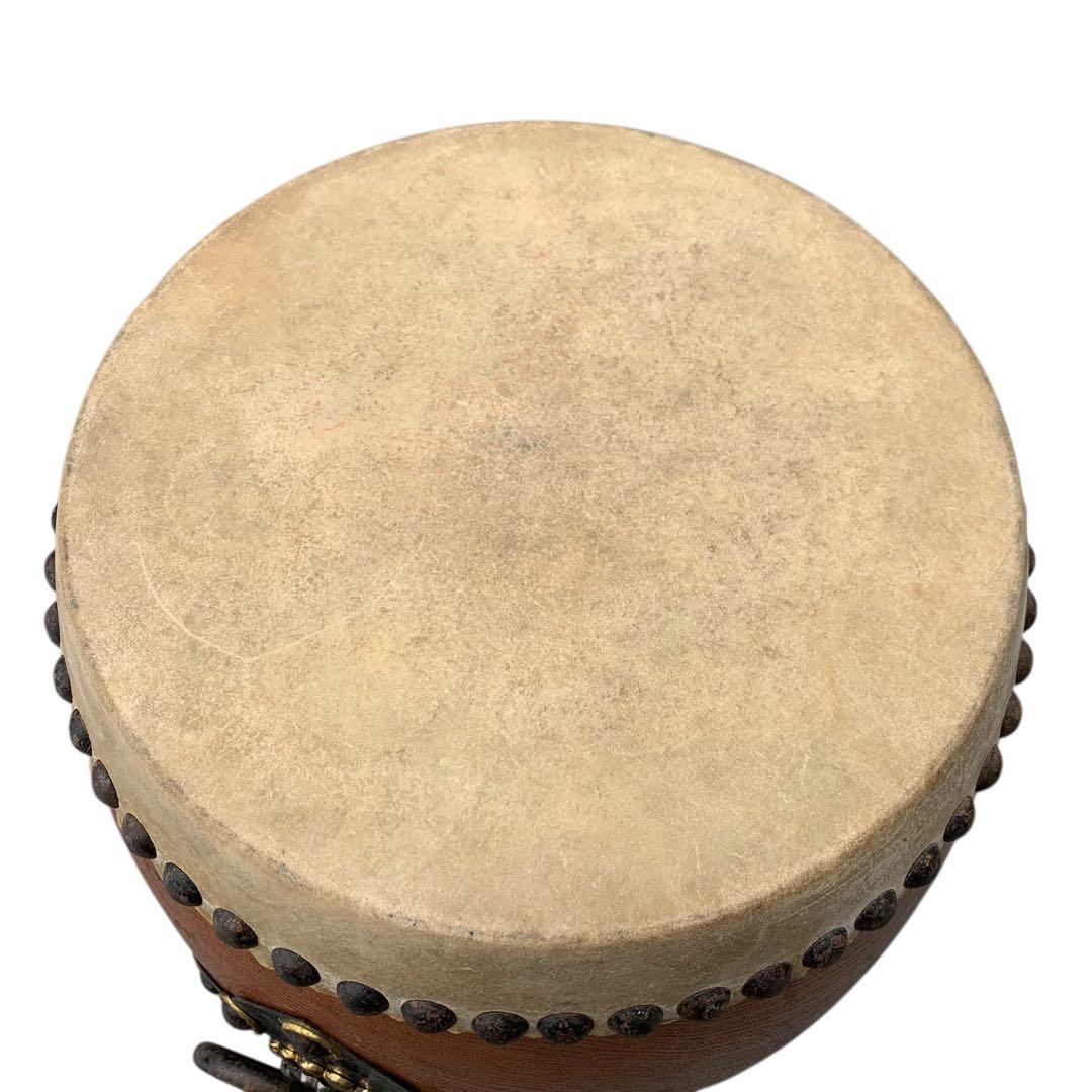 和太鼓 約8寸（口径25cm）胴長32cm 小型長胴太鼓 木目良好
