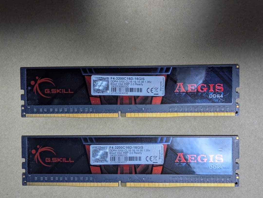 動作確認済　G.SKILL AEGIS DDR4 3200MHz 16GB